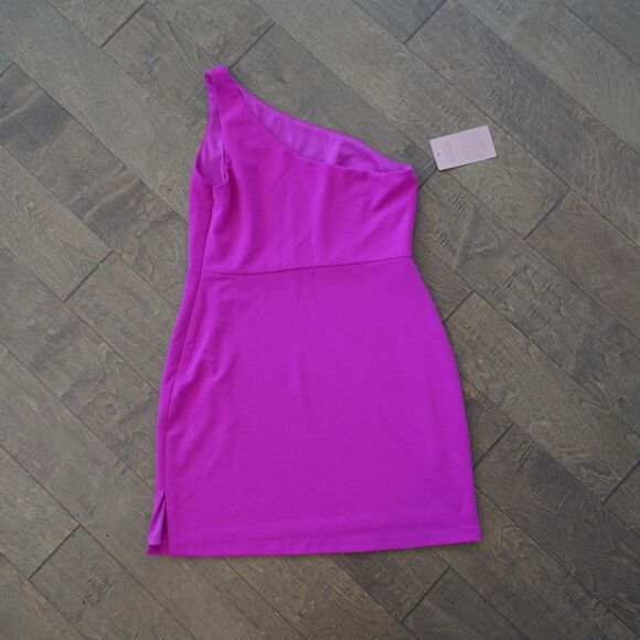 NWT‎ BHLDN Emilia One-Shoulder Stretch Crepe Mini Dress Size Large Pink - Picture 8 of 9